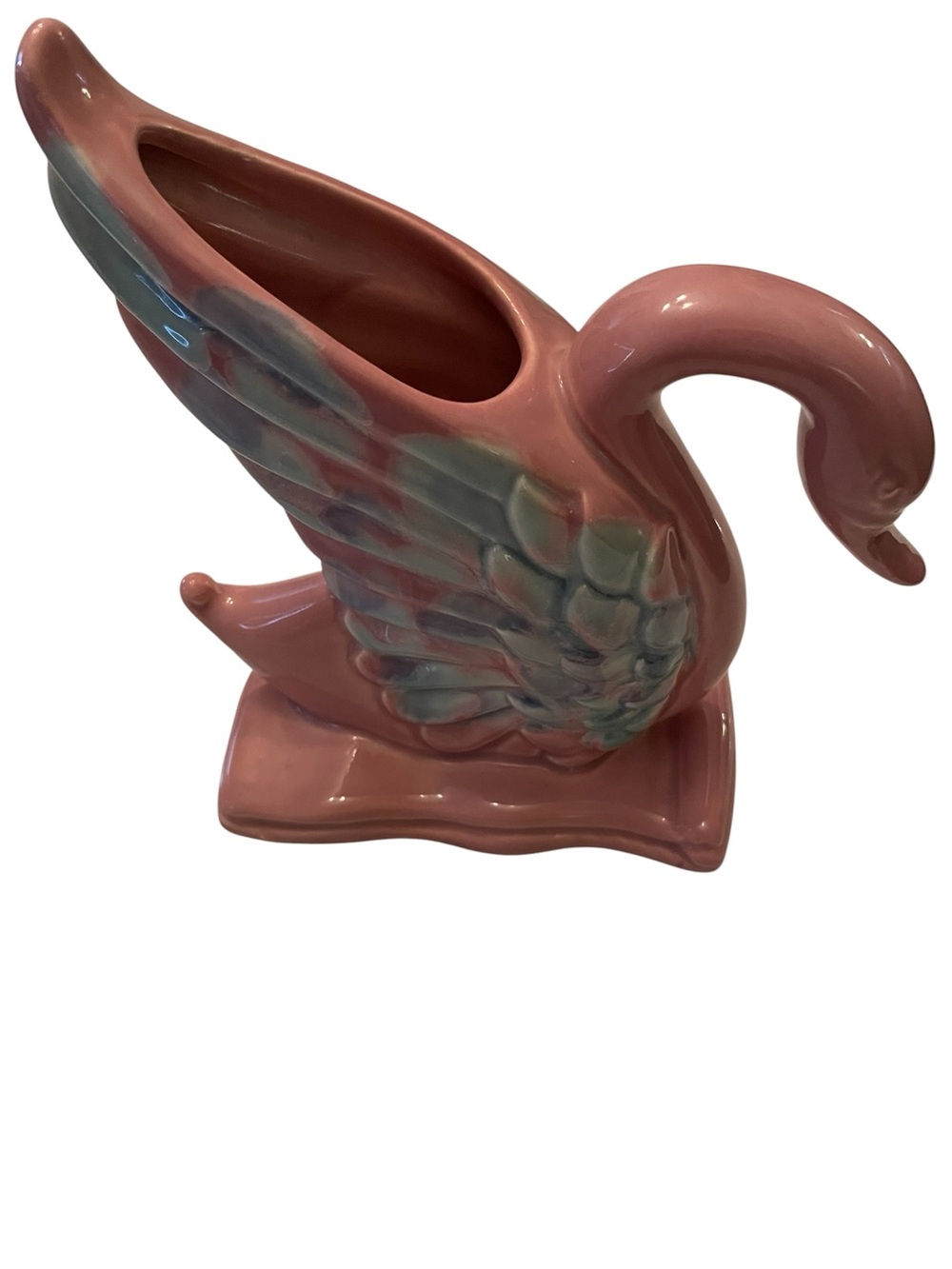 Vintage Royal Haeger R-430 Pink Blue Agate Swan Planter Vase Mid Century 1950s